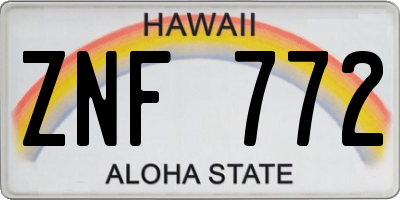 HI license plate ZNF772