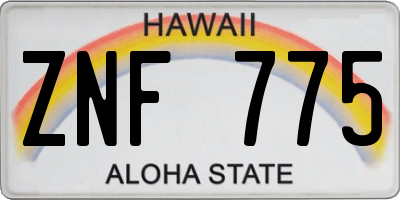 HI license plate ZNF775