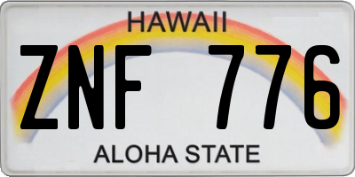 HI license plate ZNF776