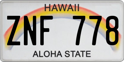 HI license plate ZNF778