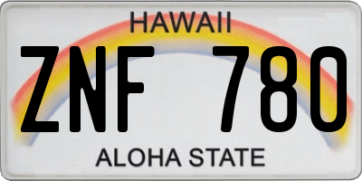 HI license plate ZNF780