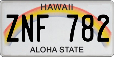 HI license plate ZNF782