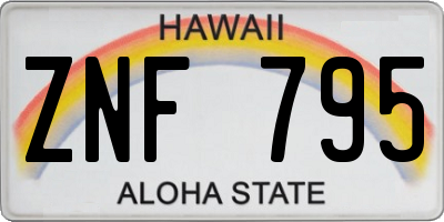 HI license plate ZNF795