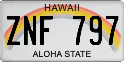 HI license plate ZNF797