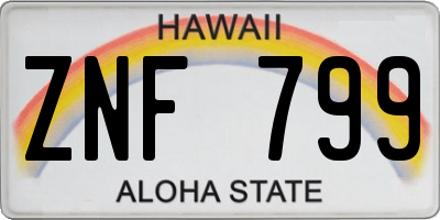 HI license plate ZNF799