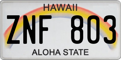 HI license plate ZNF803