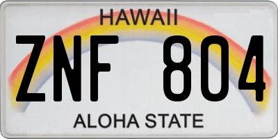 HI license plate ZNF804