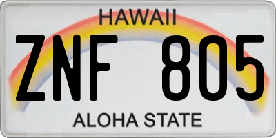 HI license plate ZNF805