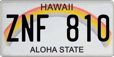HI license plate ZNF810