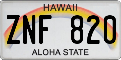 HI license plate ZNF820