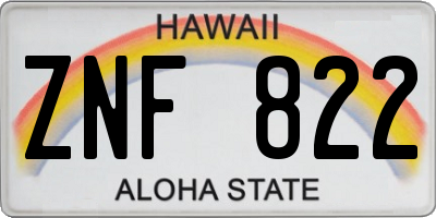 HI license plate ZNF822