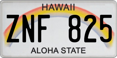 HI license plate ZNF825