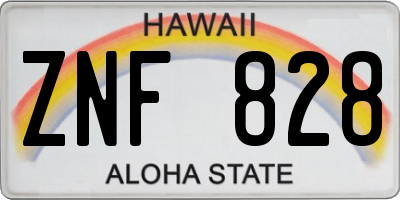 HI license plate ZNF828