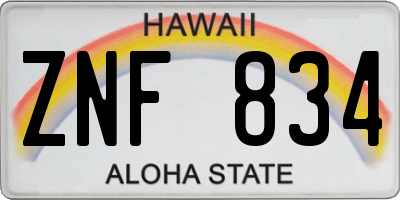 HI license plate ZNF834