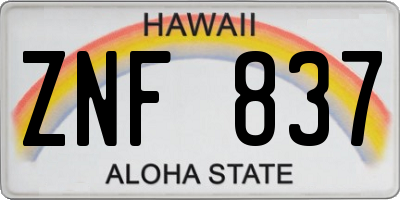 HI license plate ZNF837