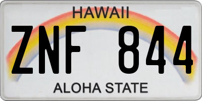 HI license plate ZNF844