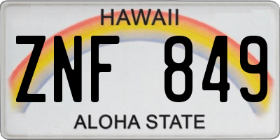 HI license plate ZNF849