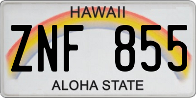 HI license plate ZNF855