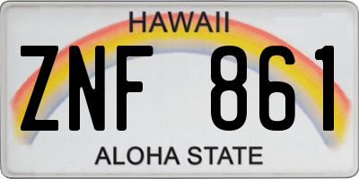HI license plate ZNF861