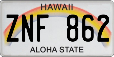 HI license plate ZNF862