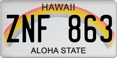 HI license plate ZNF863