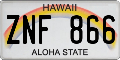 HI license plate ZNF866