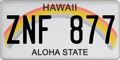 HI license plate ZNF877
