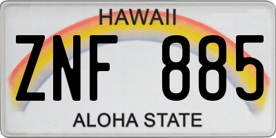HI license plate ZNF885
