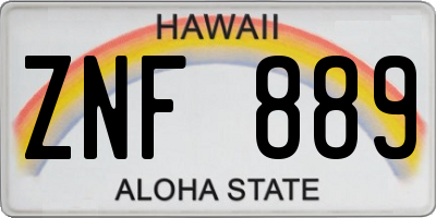 HI license plate ZNF889