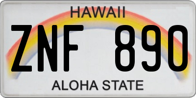 HI license plate ZNF890