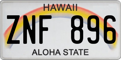 HI license plate ZNF896