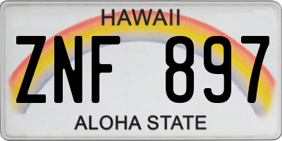 HI license plate ZNF897