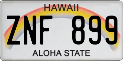 HI license plate ZNF899