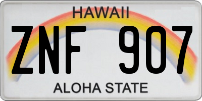 HI license plate ZNF907