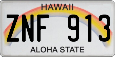 HI license plate ZNF913