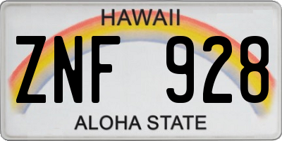 HI license plate ZNF928
