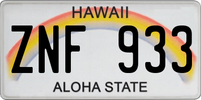 HI license plate ZNF933