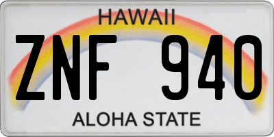 HI license plate ZNF940