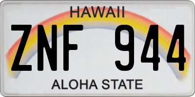 HI license plate ZNF944