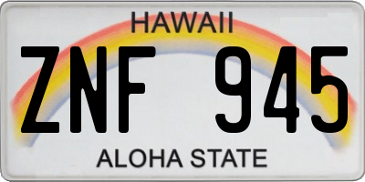 HI license plate ZNF945