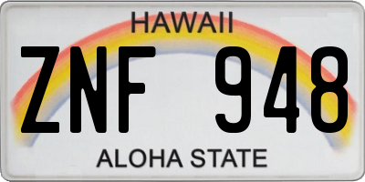 HI license plate ZNF948