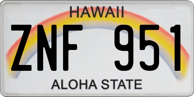 HI license plate ZNF951