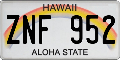HI license plate ZNF952