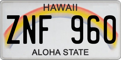 HI license plate ZNF960