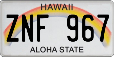HI license plate ZNF967