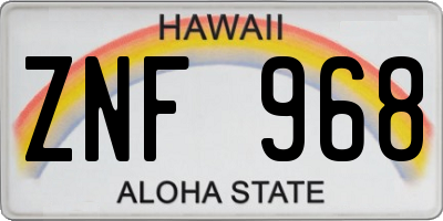 HI license plate ZNF968