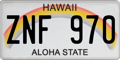 HI license plate ZNF970