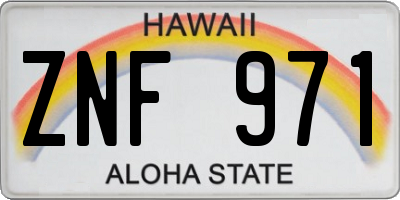 HI license plate ZNF971