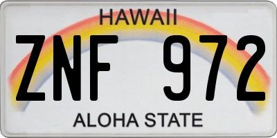 HI license plate ZNF972