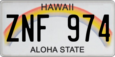 HI license plate ZNF974